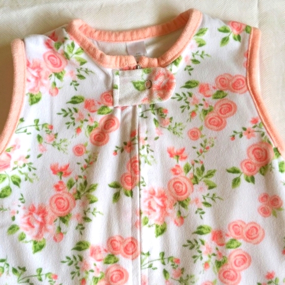 kensie rose floral fleece zip-up sleep sack 6-9 months baby girl - Picture 2 of 7